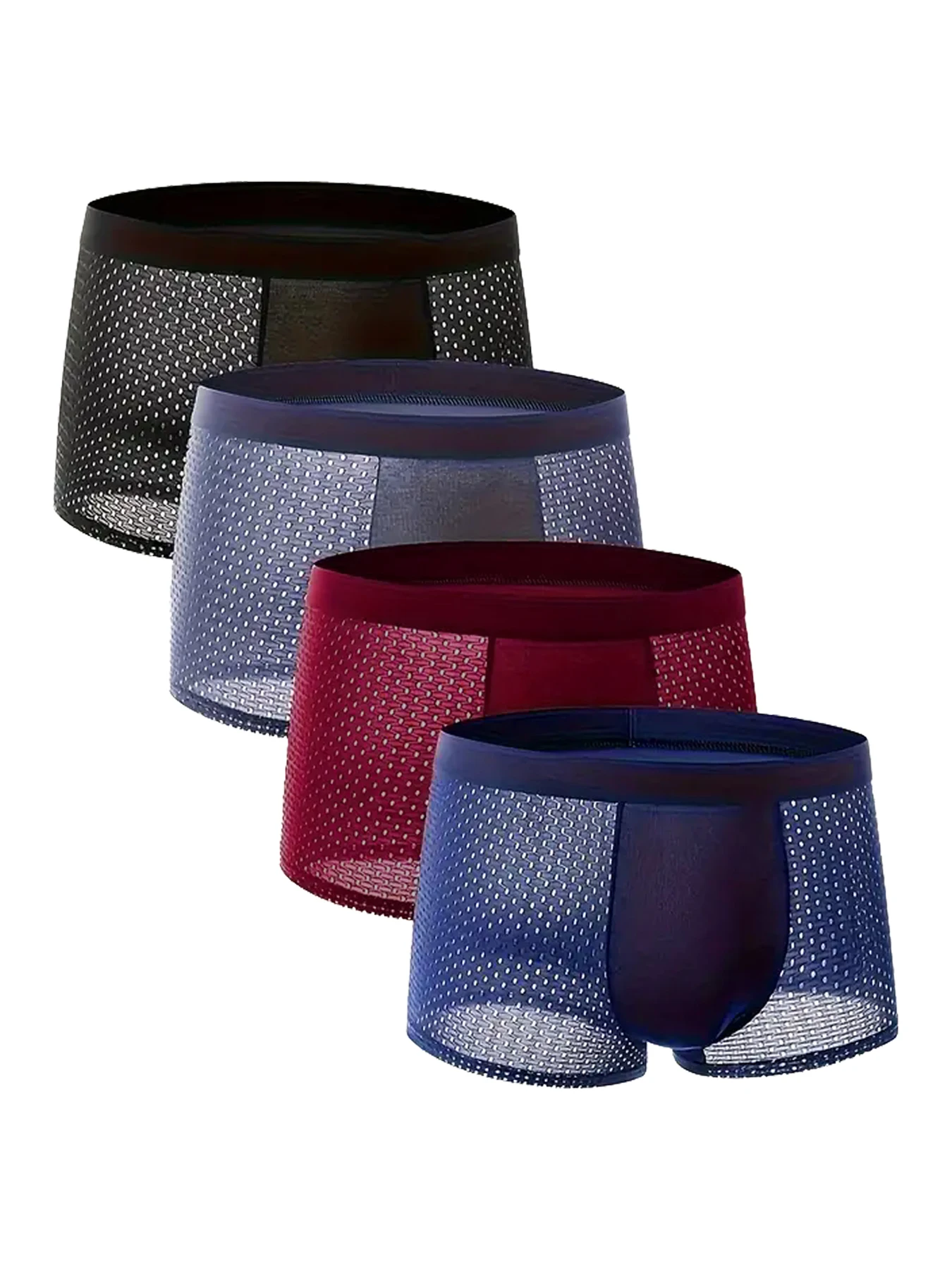 

4Pcs/Set Men's Underwear Mesh Panties Casual Solid Color Fashion Underpants Breathable Male Boxer Shorts Sports Homme Panty S-XL