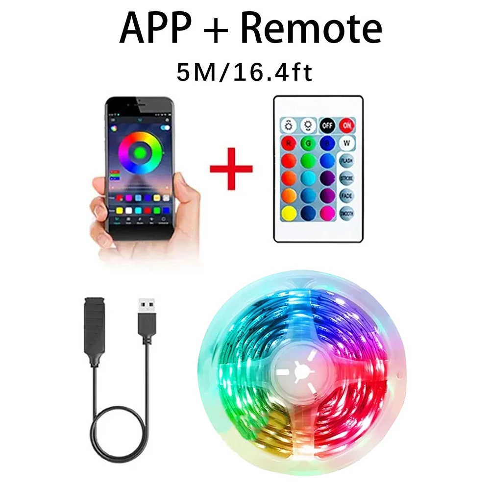 1pc Light, Multi-color Adjustable With Remote Control, Charging Cable, Led Strip, Self-adhesive Background, Atmosphere Light images - 6