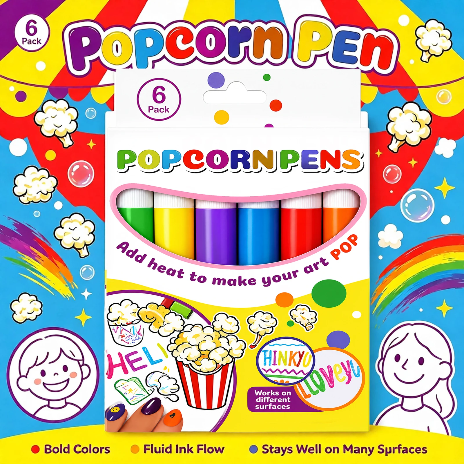Art Craft Toys - 6PCS Popcorn Pens for DIY Crafts