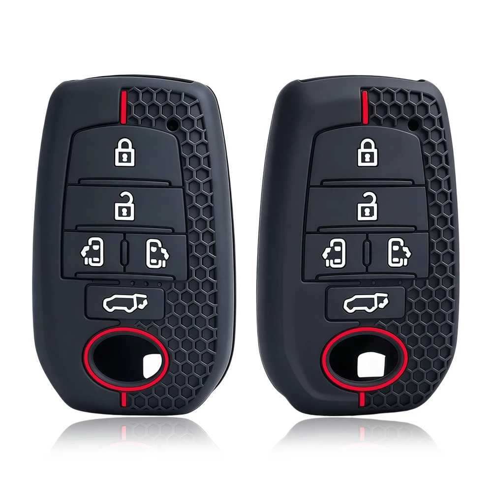 New For TOYOTA Sienna RAV4 VENZA Mirai Hybrid Black Soft Silicone Vehicles Alphard Remote 5 Button Car Key Case Cover Fob