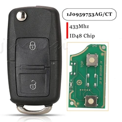 Jingyuqin For VW Bora Golf Polo Passat Touran Seat Skoda Remote Car Key 433Mhz ID48 Chip Fccid:1J0959753CT/AG 1J0959753DJ