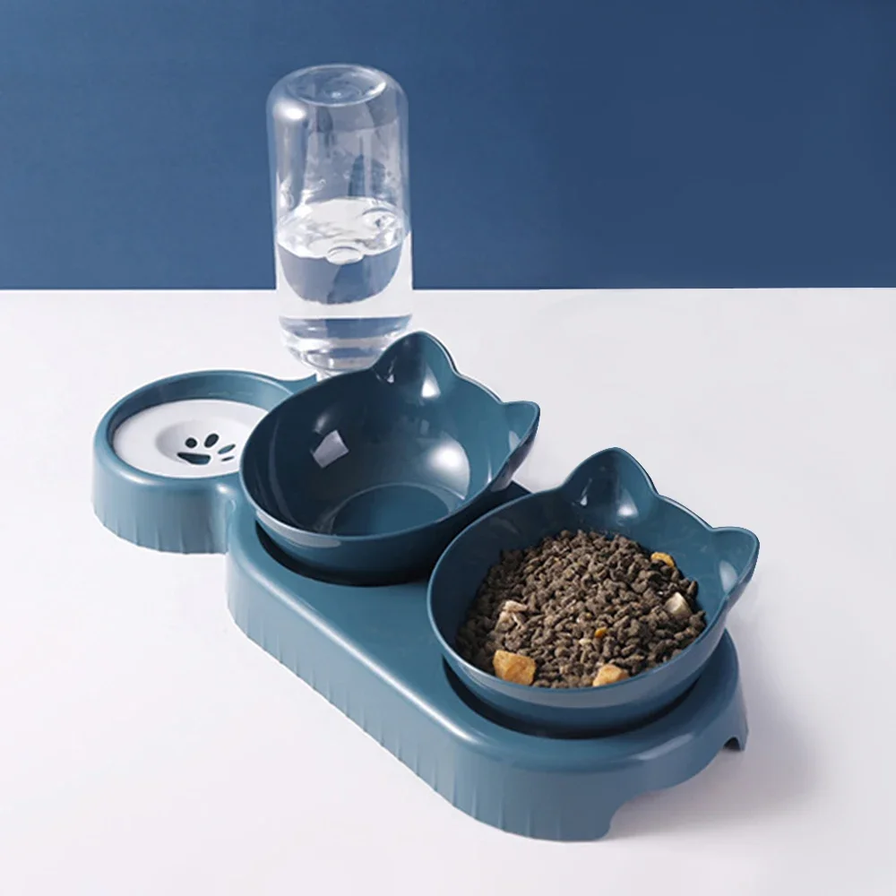 Cat Food Bowl Pet Automatic Feeder Water Dispenser Dog Cat Food Container Drinking Dish Anti Double Bowl pet items Tazon de gato