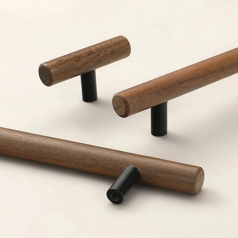 Log Wind Walnut Cabinet Door Handle Light Luxury Solid Wood TV Cabinet Wardrobe Drawer Knob