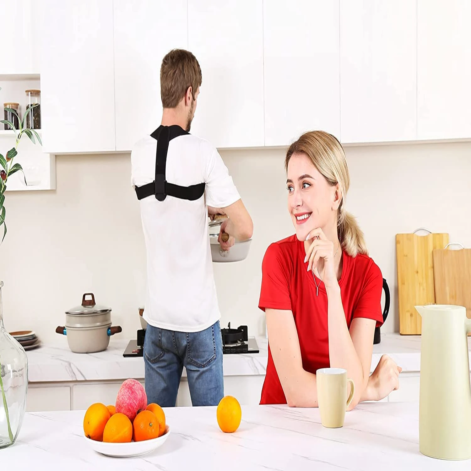 مصحح وضعية مريح وقابل للتعديل للرجال والنساء، دعامة لفرد الظهر العلوي، يدعم الظهر والكتف والرقبة - يجب اقتناؤه لـ im