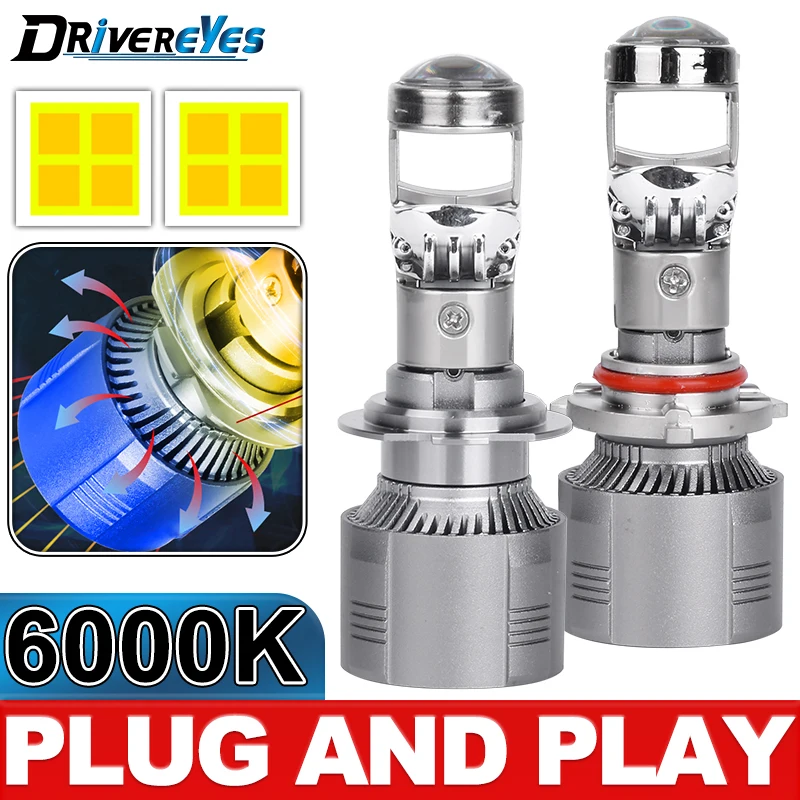 

Drivereyes H11 led H4 BI LED Projector Len 6000K White 9585 CSP Canbus Powerful Mini Auto HeadLamps H7 H8 9005 9006 H9 12V 1:1