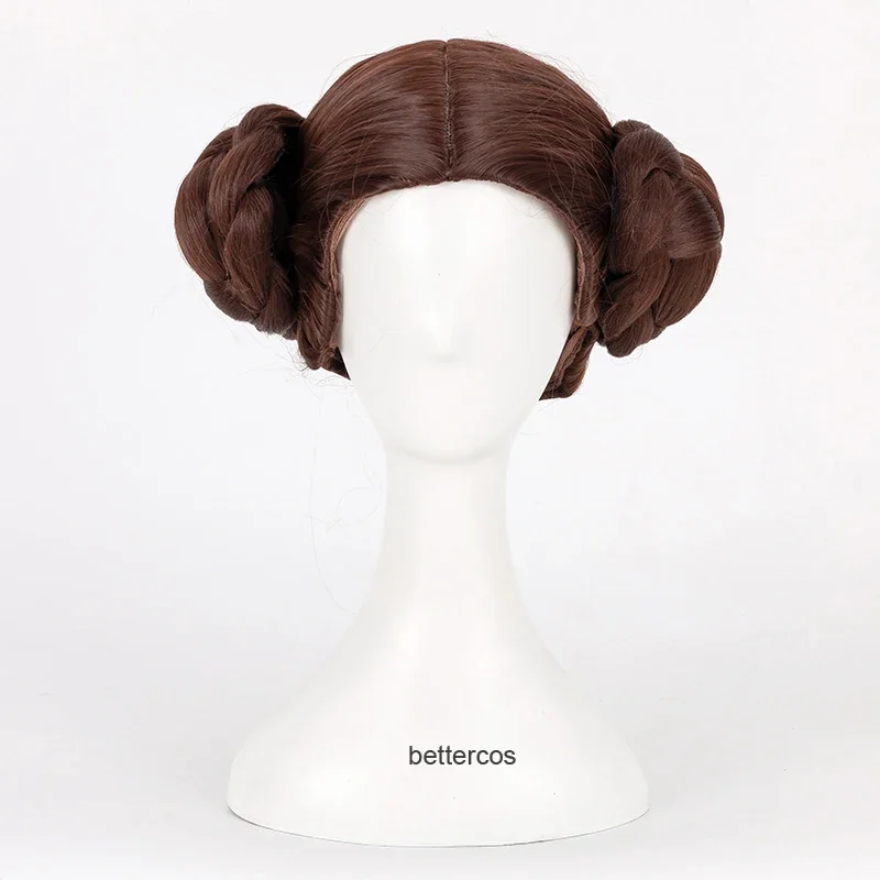 Princess Leia Organa Solo Cosplay Wig Short Brown Heat Resistant Synthetic Hair Wig   Wig Cap