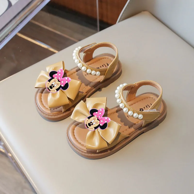 

Mickey Mouse Disney Minnie Girl Sandals Summer children Slippers Princess Casual Beach Shoes Bow Soft Sole Baby Toddler Shoes