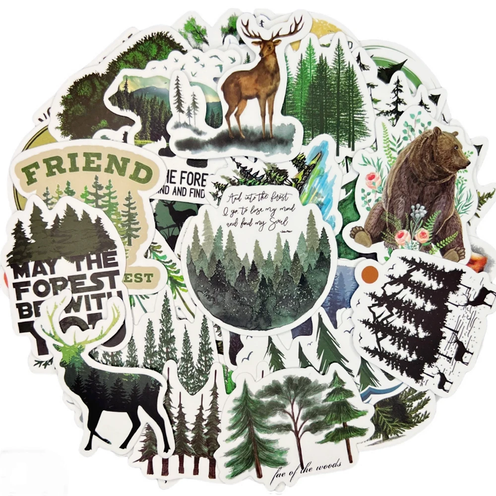 10/30/50Pcs Forest Animal Waterproof Graffiti Sticker Aesthetic Decorative Luggage Laptop Cup Phone Diary Scrapbook Kid Stickers