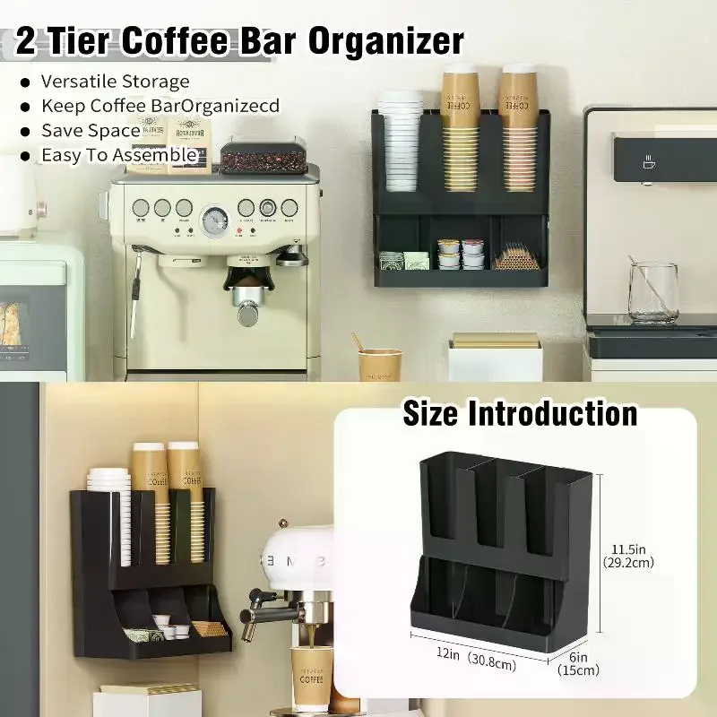 Immagine 5: Nuovo organizer verticale a 6 scomparti per tazze e coperchi, ideale per sala pausa, ufficio, casa.