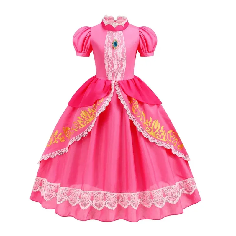 Cy2025Pumber Bros Vedio لعبة الفيلم تأثيري فتاة فستان الصيد الدانتيل الأميرة الكرة ثوب زي لطيف الطفل هالوين