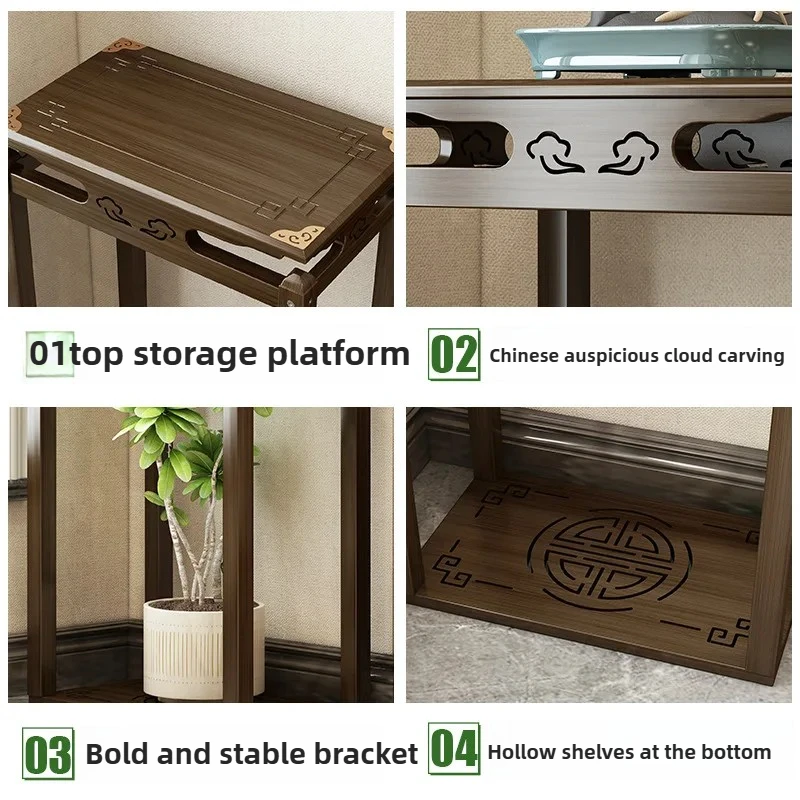 جديد النمط الصيني زهرة الخيزران حامل نبات داخلي الجرف غرفة المعيشة الطابق حامل أوعية الزهور شرفة خمر حامل زهور