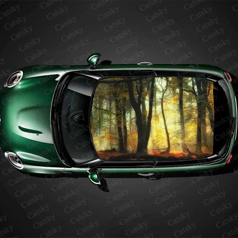 trees wilderness jungle Car roof sticker wrap racing SUV accessories packaging painting PVC car accessories graphic decals