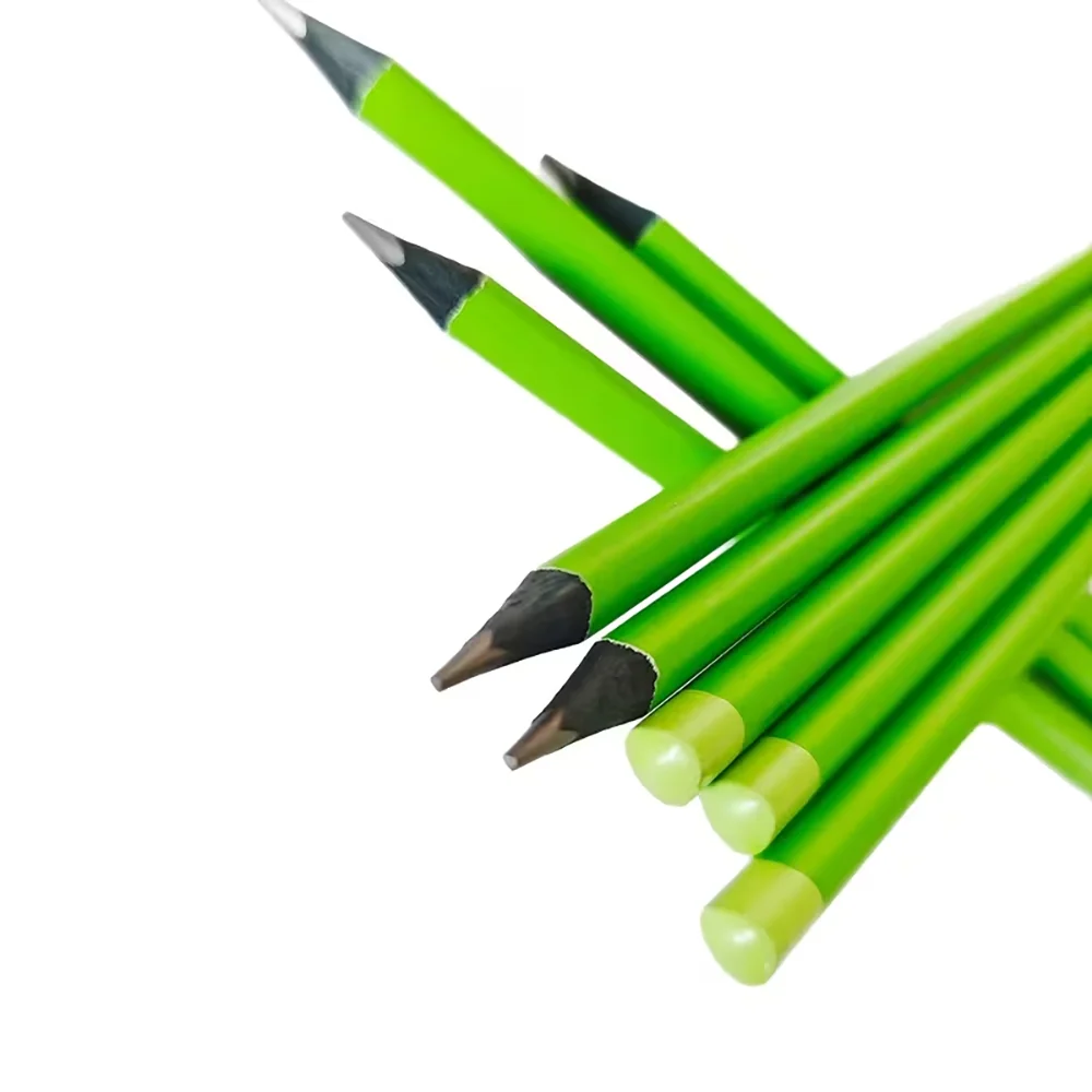 10, 30, 50, 70 pieces of custom personalized engraved wooden colored triangular pencils, small green barrel for eye protection, very suitable for studying, office work, parties, holidays, and as corporate gifts