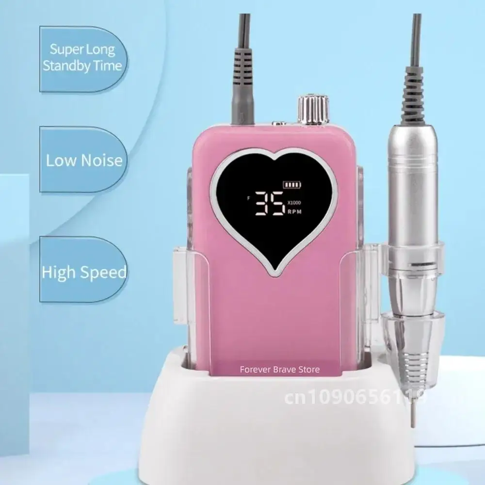 35000 RPM Portable Electric Nail Drill Machine Heart Shape Rechargeable Professional Electric Manicure Drill For Salon