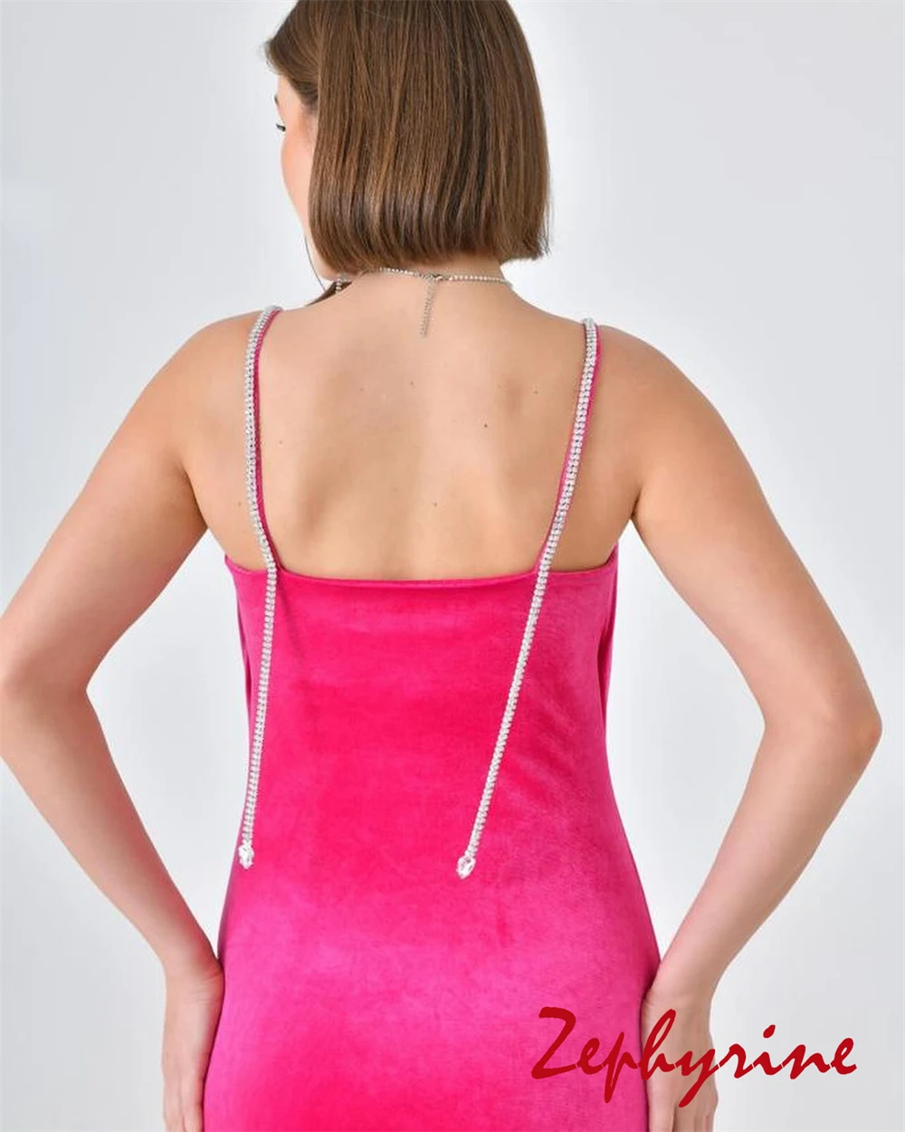 Personalizado sereia elegante rosa veludo vestido de noche moderno alças espaguete sem mangas vestidos de baile moda vestido de festa