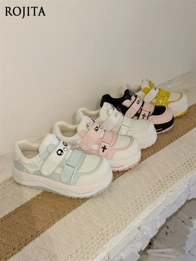 Kawaii Cartoon Platform Sneakers Girls Cute Thick Baseplate Shoes Sneakers Cartoon Face Casual Shoes Womens Shoes