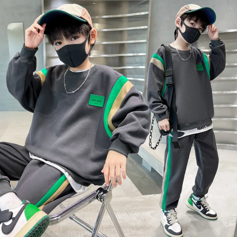 Boys Sweatshirts +Pants 2PCS/Set 2022 Graceful Warm Winter Autumn Kids Suits Sports Outfits Thicken Children Clothing