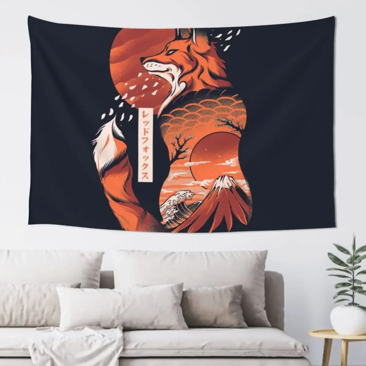 

Japanese fox Tapestry Wall Decoration Items Aesthetics For Room Outdoor Decor Tapestry