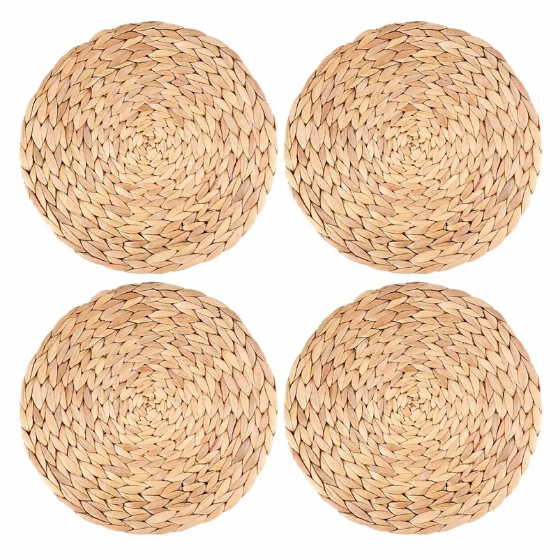 

Round Woven Placemats For Dining Table, 11.8 Inch Straw Braided Placemat, Heat Resistant Non-Slip Weave Placemats