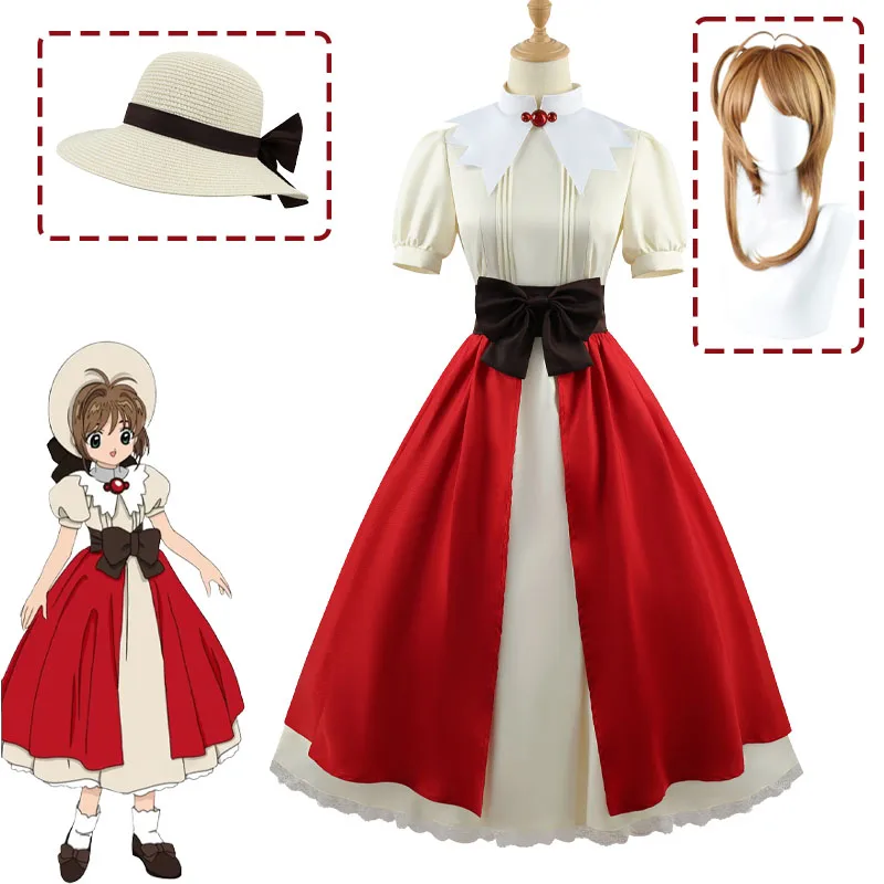 

Anime Cardcaptor Sakura Cosplay Costume CCS Cosplay Dress Hat Outfits Party Dress Halloween Carnival Role Play Uniform for Women