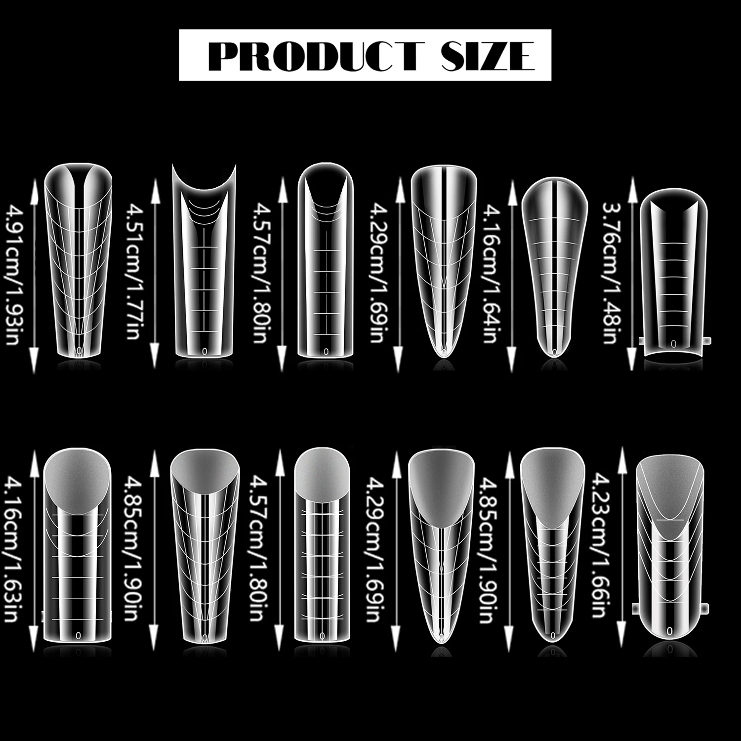 Ebanku Colla per unghie polimerica bifacciale 288 pezzi Stampo per unghie bifacciale Stiletto Bara Balletto Punta per unghie acrilica 12 forme Colla da costruzione Manicure Art Design Salon Fai da te a casa