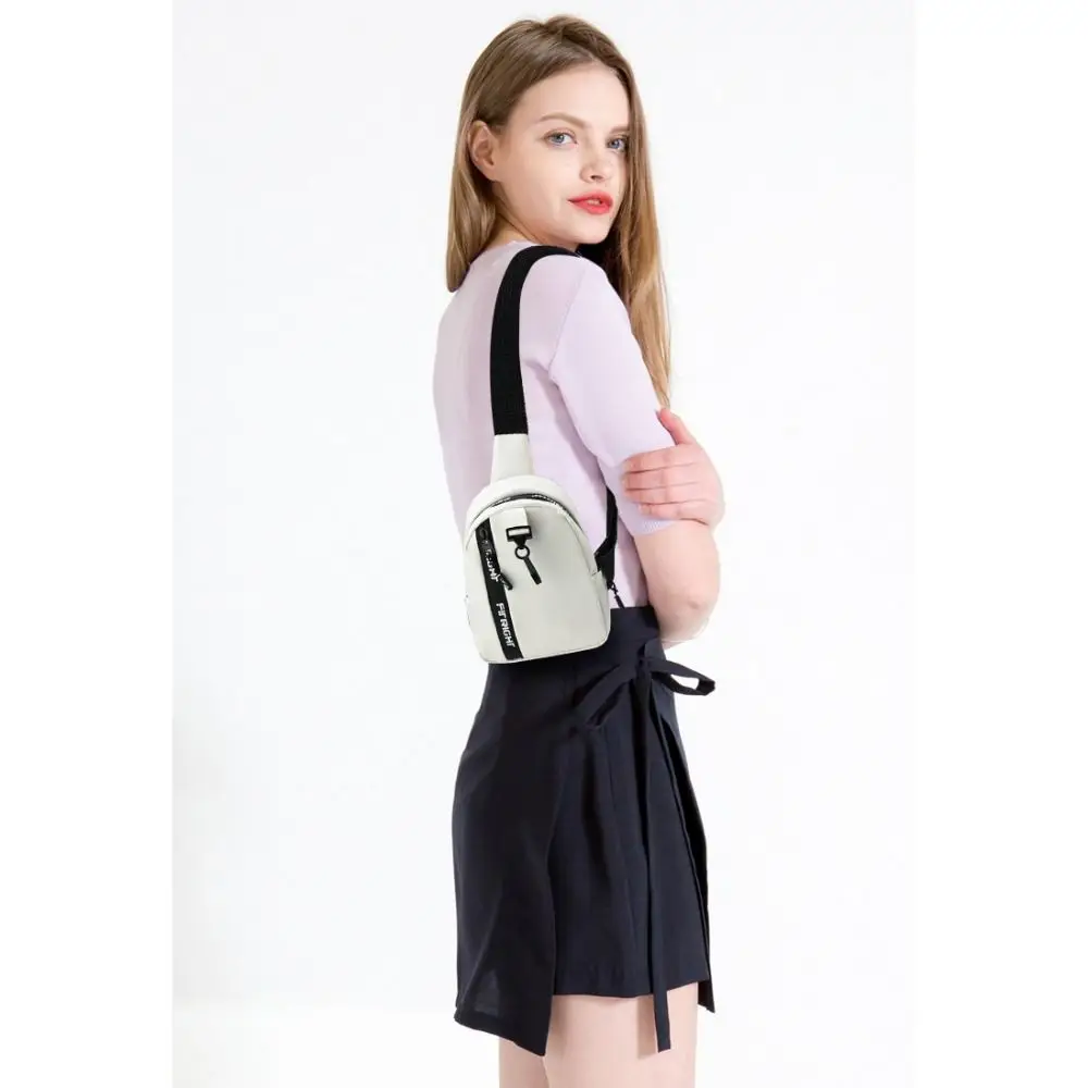 Solid Color Waist Bag Fashion All-match PU Leather Chest Bag Belt Bag Women Girls