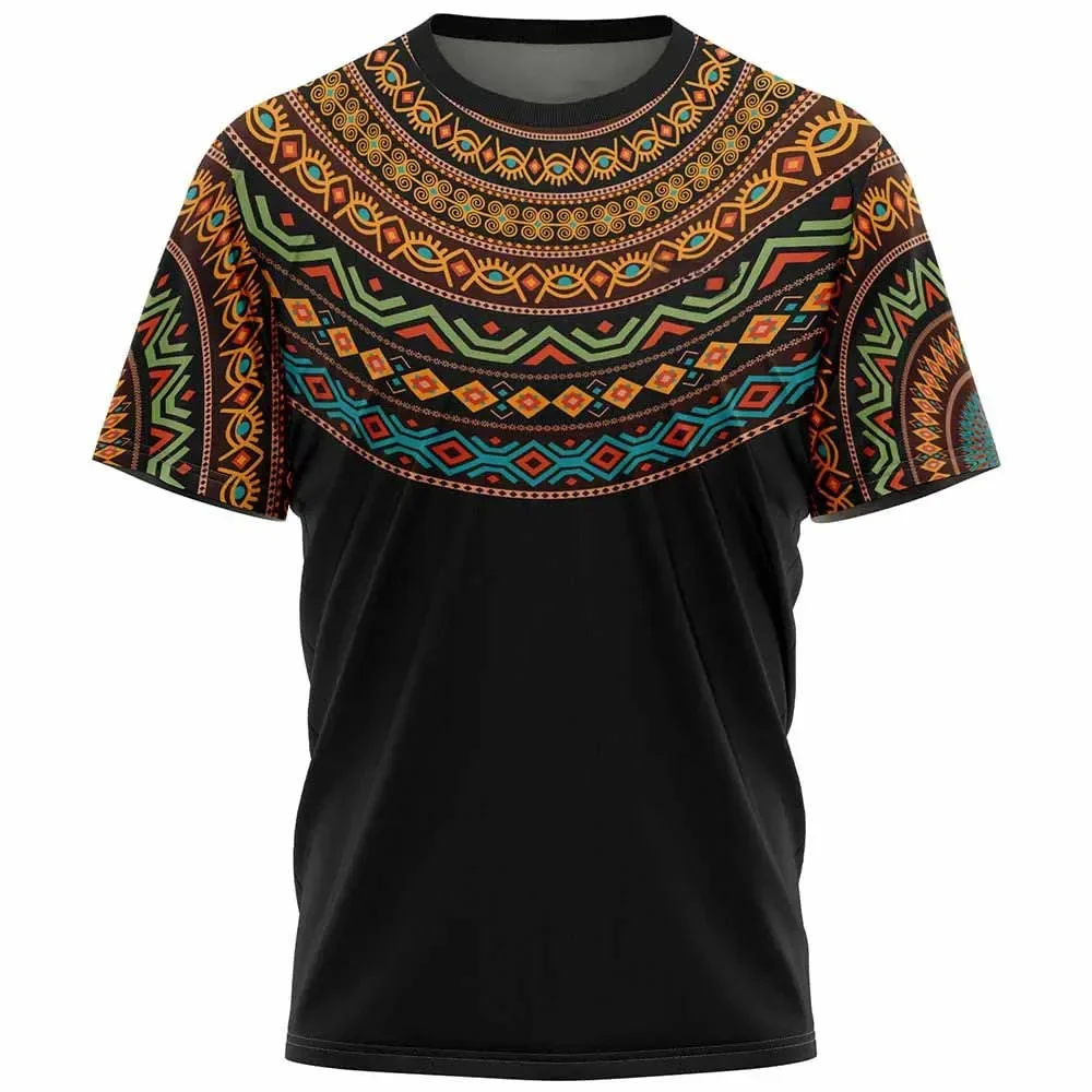 Retro African style T-shirt Ethnic Tribe 3D printed men's short sleeved oversized T-shirt top 6XL