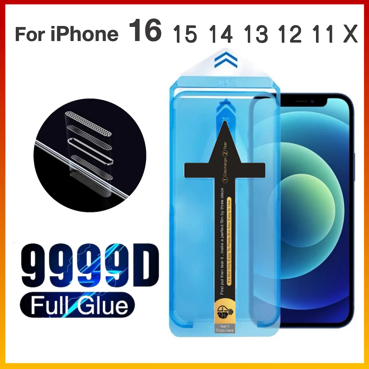 For Apple iPhone 16 15 Pro Max 14 Plus 13 12 11 XR XS Phone Screen Protector Tempering Glass With Install Kit Toughened Glass