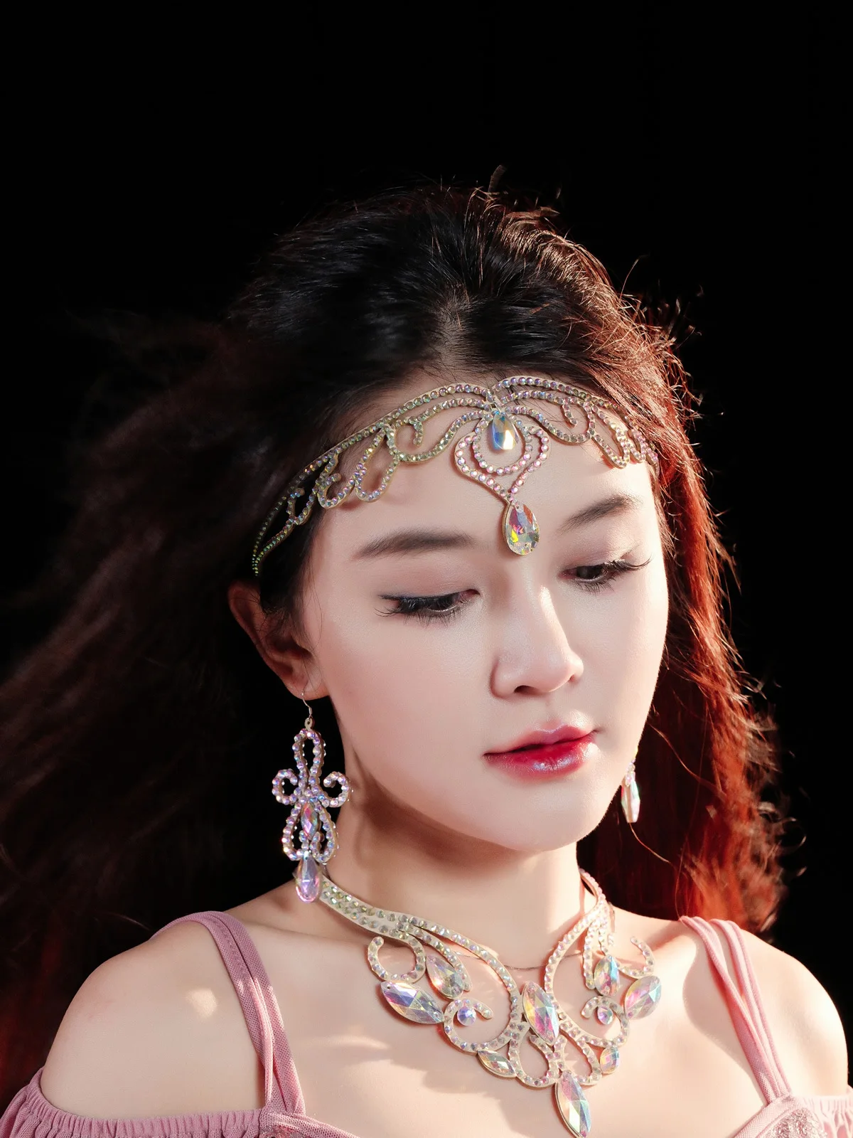 Belly Dance Sparkle Headdress Jewelry Competition Dancer Accessory Shine Dancing Headdress Stage Performance Costume Egypt Show
