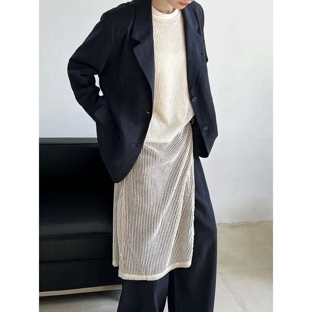 

Casual Korean Style Design Hollow Out Slit Vest Dress for Women's Spring and Summer New Versatile Outerwear 2874 Vestido Women