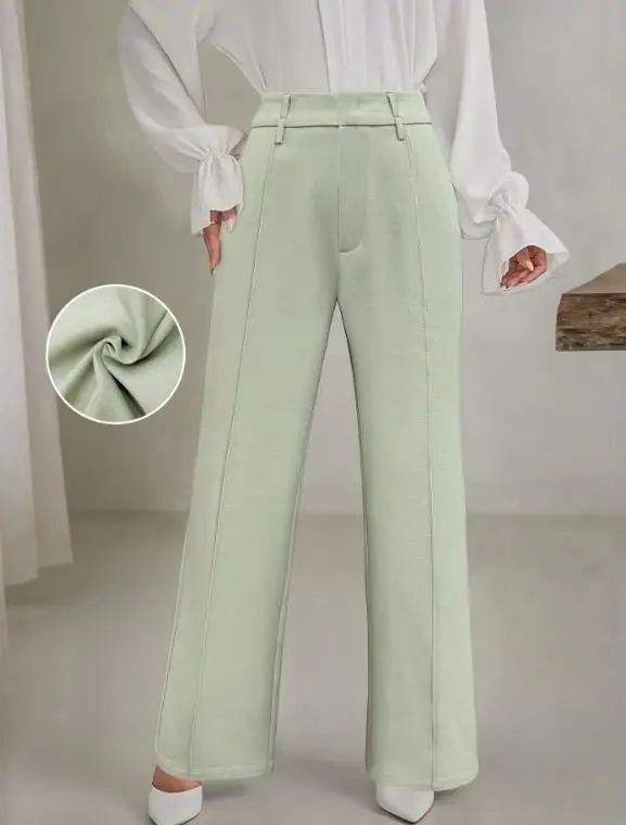 

Women's Pants Spring Fashion New Professional Trousers Casual Versatile Woven Solid Color Double Pocket Straight Leg Pants
