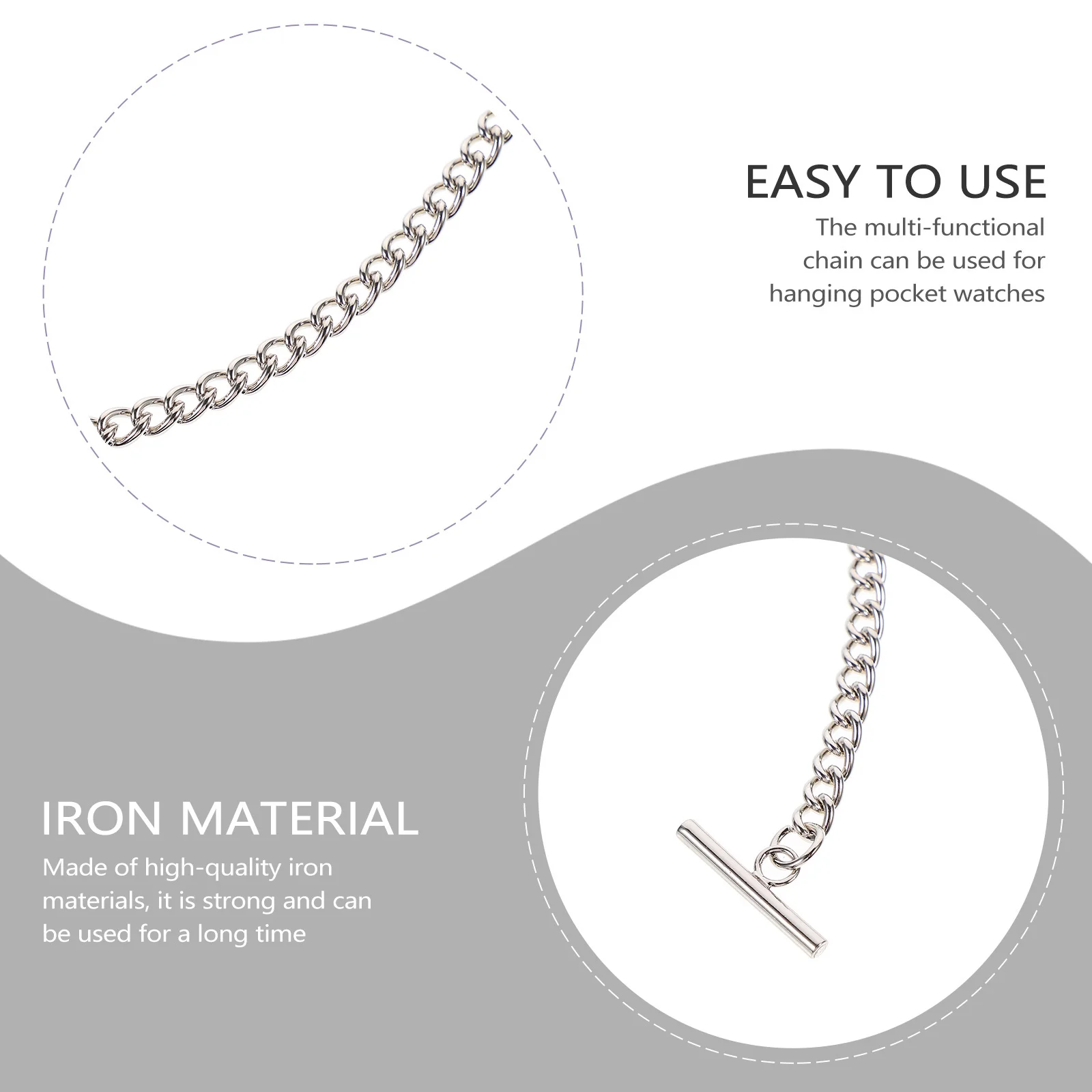 

2Pcs Distinctive Pocket Watch Chain Chic Design Firm Durable Multi-Functional Hanging Chain for Watches and Supplies