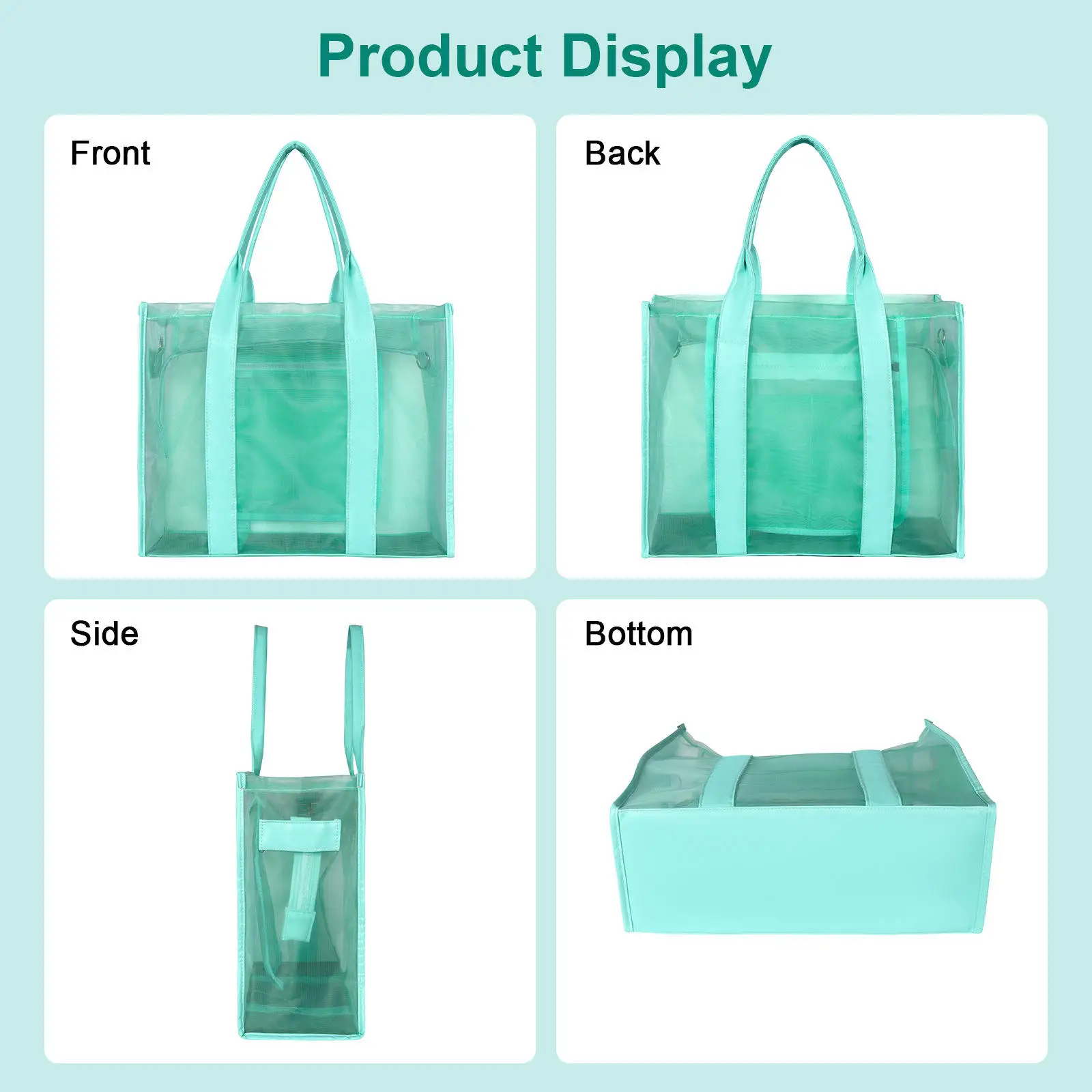 Dompet Bening Tas Tote Kapasitas Besar Tas Tangan Bahu Selempang Pantai Logo Kustom Tas Belanja Pegangan Kulit Tahan Air PVC