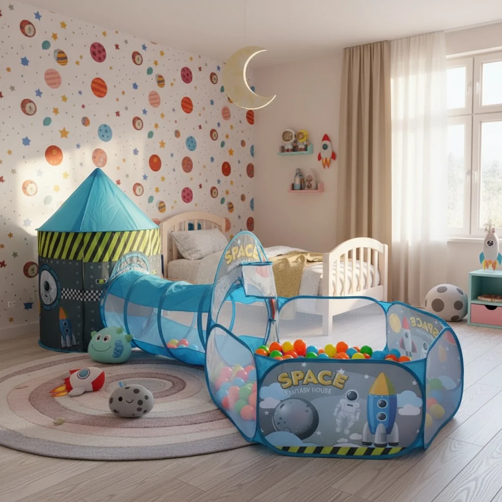 Tenda da gioco pieghevole per bambini, tunnel strisciante in stile yurta, palle da gioco, modelli divertenti stimolano l'imaginazione dei bambini, facile da installare, casa da gioco per bambini, tenda da castello giocattolo portatile all'aperto, ideale per ragazzi e ragazze, regali di Natale e Halloween, non includono palle dell'oceano