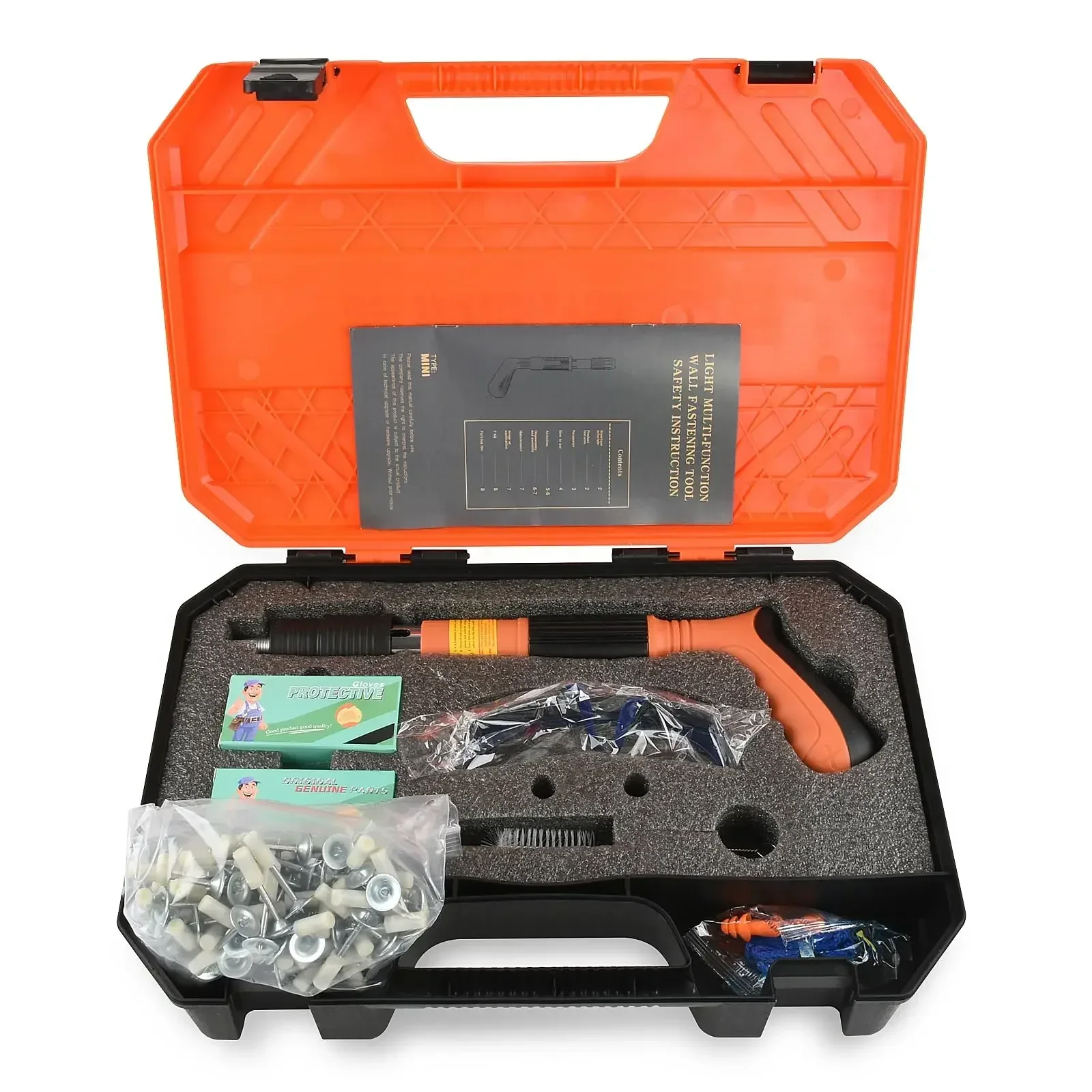 Hot SalesDecoration Use Air Stapler Nail Gun 5-Speed Power With 200 Nails Pneumatic Nail Gun Ceiling/Frame Fixing Woodworking To