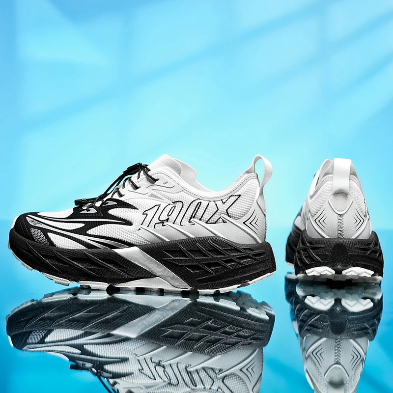 Men Trail Running Shoes Breathable Mesh Sneakers Non-slip Thick Sole Outdoor Trekking Walking Athletic Shoes Sport Footwear