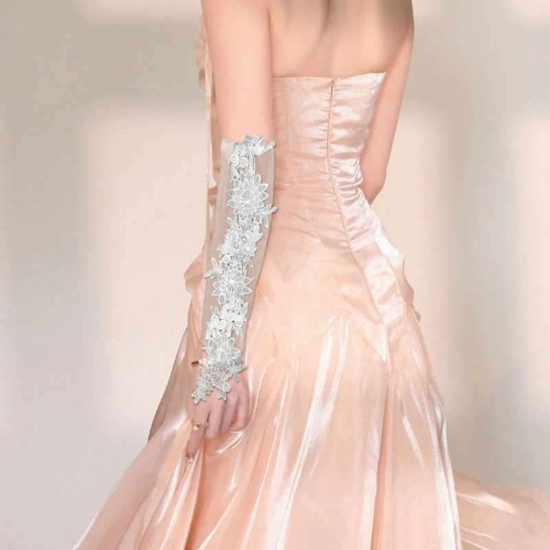 

Women Long Sheer Lace Gloves for Weddings and Formal Occasion Bridal Gloves