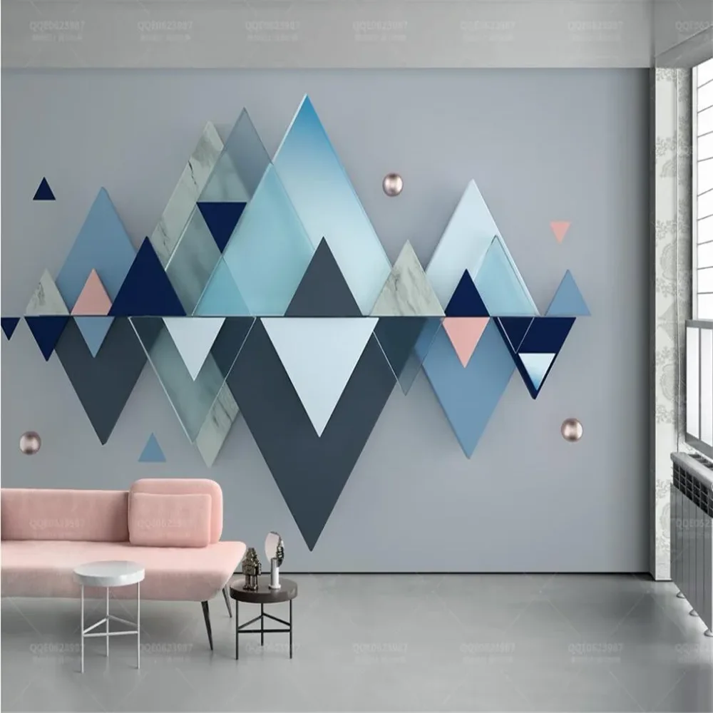 Custom Modern Geometric triangle deco Mural Wallpaper 3D Colorful Mountains Wallpaper for Wall coverings living room decoration