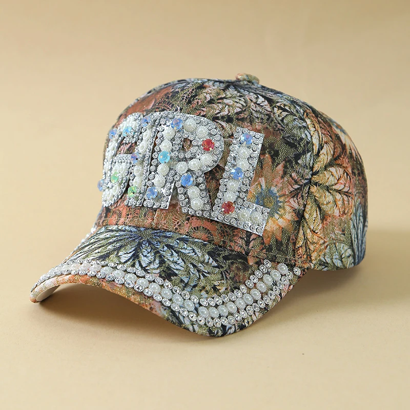 Fashionable lace baseball cap Versatile outdoor casual sun protection hat with European and American lettering, cross-border bas