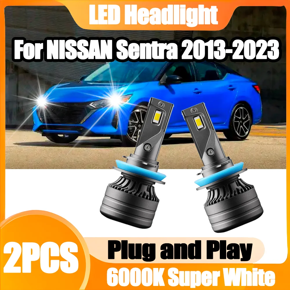 

2X супер яркие автомобильные фары высокой мощности 20000LM светодиодные фары 120 Вт H11 H8 H9 6000K белые Plug and Play для NISSAN Sentra 2013-2023
