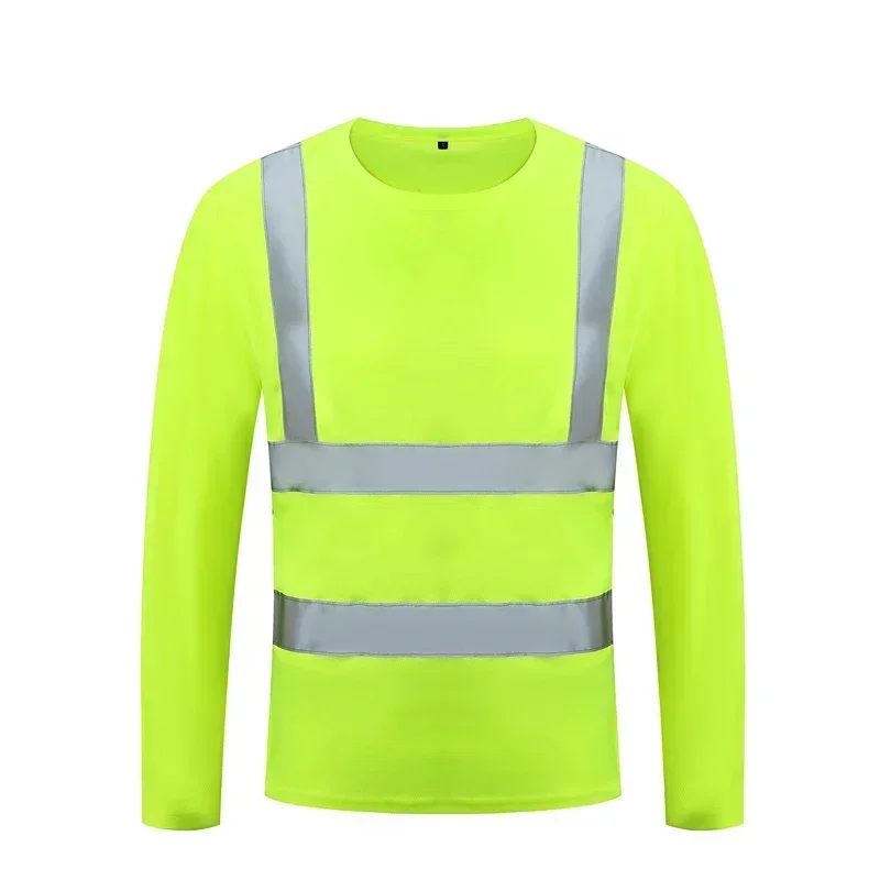 Camisas de alta visibilidad, camiseta reflectante de seguridad, camisa de manga larga, secado rápido, ropa de trabajo de construcción, amarillo fluorescente, Verano