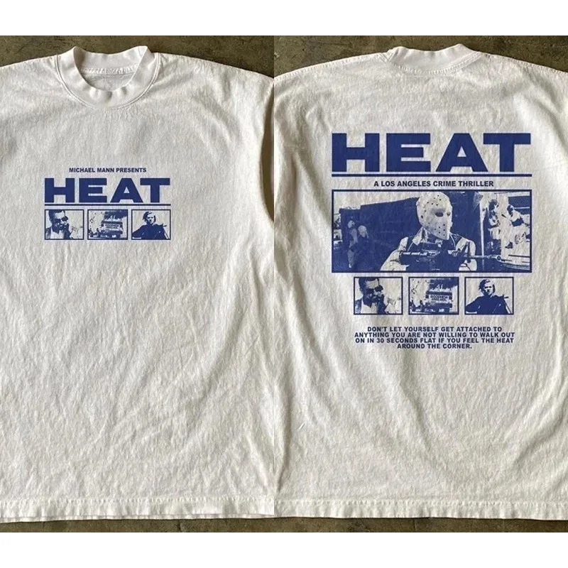 Retro Heat Movie Promo Grafik-T-Shirt, beidseitig bedruckt, weißes T-Shirt aus schwerer Baumwolle – Detail 6