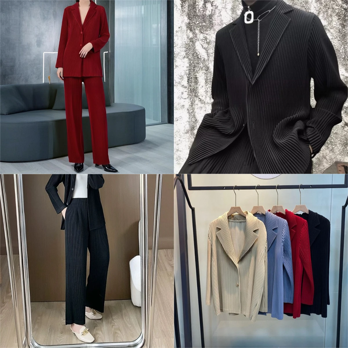 

Miyake Pleated 2025 Two-piece Men's and Women's Fashion Simple Casual Suit Straight Wide-leg Trousers Pressed Pleated Suit