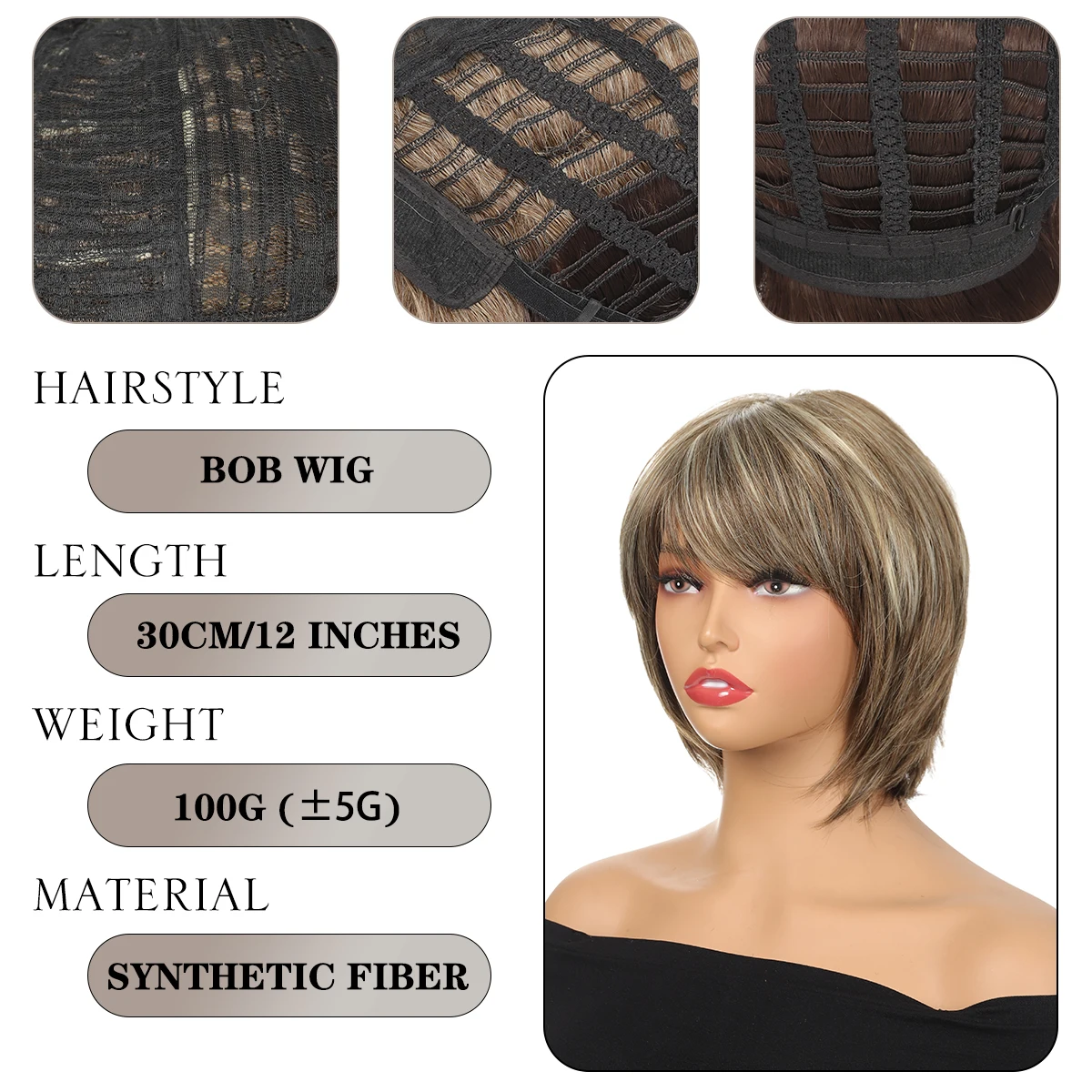 Synthetic inter-color straight hair mother wig middle-aged women bob wig heat-resistant short hair