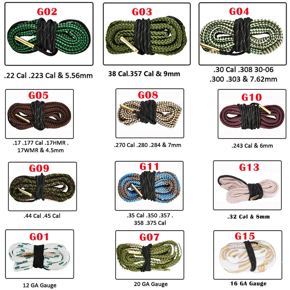 Shotgun Bore Cleaner Hunting Gun Bore Rope 12GA .308 .22 .223 Caliber 5.56mm 7.62mm Rifle Cleaning Kit Rifle Barrel Calibre Rope