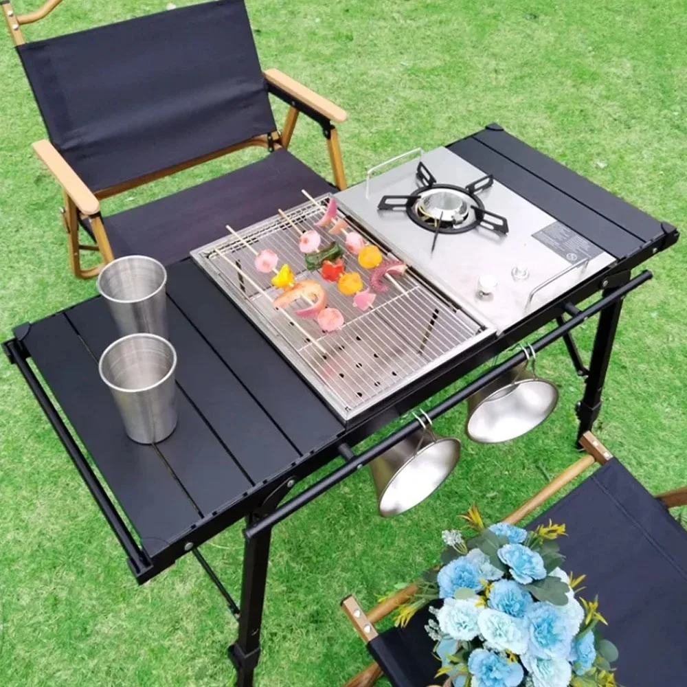 

Кассетная плита для улицы, складная, двойного назначения, для пикника, барбекю, кемпинга, для приготовления пищи на природе, простая установка