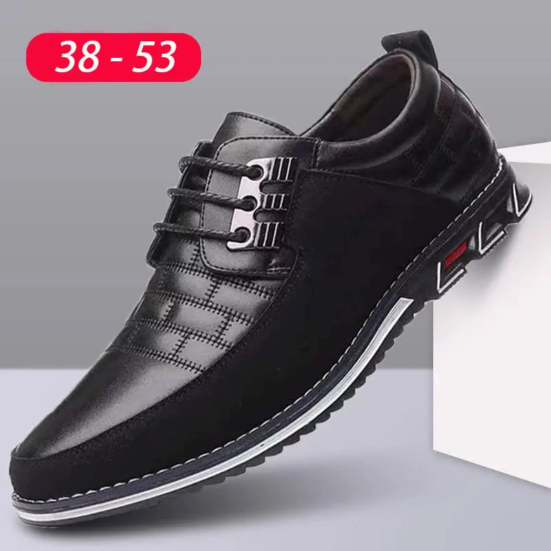 52.53 Large Size Business Casual Men Shoes Classic Lazy Person Leather Shoes Outdoor Sneakers Sewing Breathable Men's Flat Heels