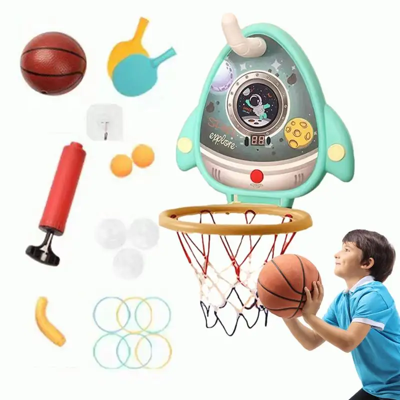 Basketball Hoop For Kids Mini Adjustable Height Basketball Hoop Movable Space Saving Christmas Birthday Gifts Toy Induction