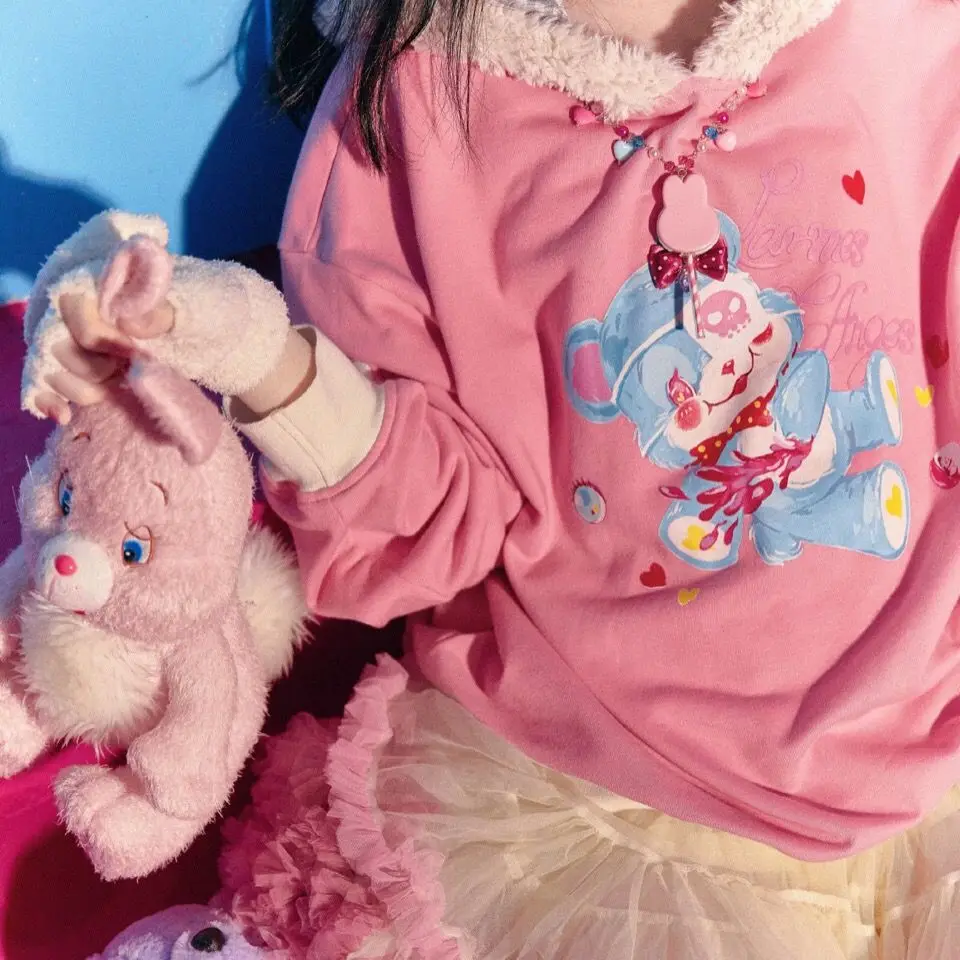 

Японский осенне-зимний студенческий стиль, мягкий женский милый плюшевый свитер с ушками для девочек, свободный универсальный свитер в корейском стиле