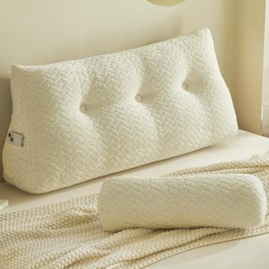 

Подушка-клин для изголовья кровати, треугольная, с 1 подушкой-валиком для шеи, для кровати и кушетки